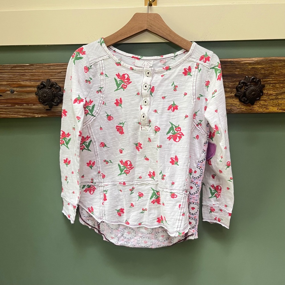 Matilda Jane 435 Girls Floral Strawberry Henley Heart Patch Top Size 10